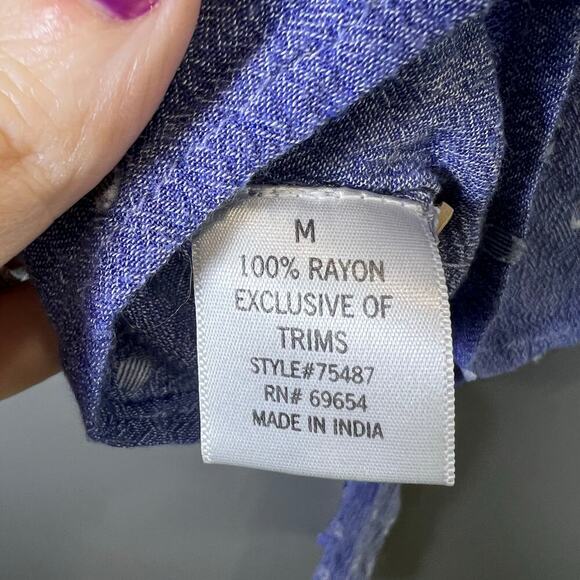 Blue Rain Lightweight Blue Short Sleeve Blouse Top with tie front size Medium - Picture 3 of 7